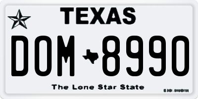 TX license plate DOM8990