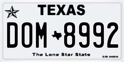 TX license plate DOM8992