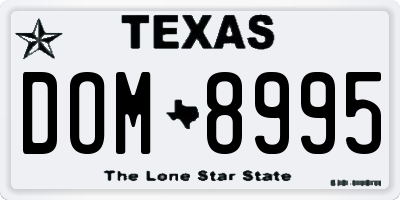 TX license plate DOM8995