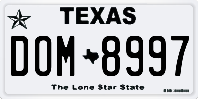 TX license plate DOM8997