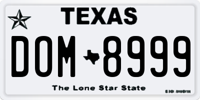 TX license plate DOM8999