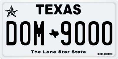 TX license plate DOM9000