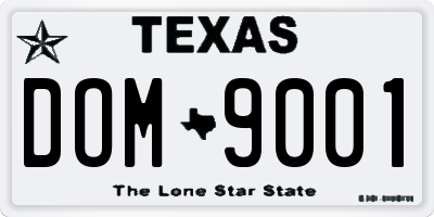 TX license plate DOM9001