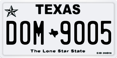 TX license plate DOM9005