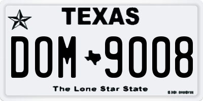 TX license plate DOM9008