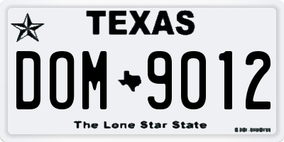 TX license plate DOM9012