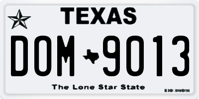 TX license plate DOM9013