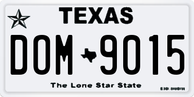 TX license plate DOM9015