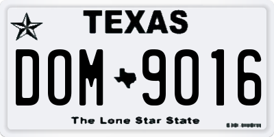 TX license plate DOM9016