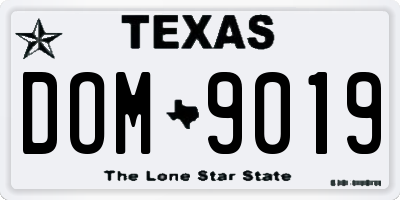 TX license plate DOM9019