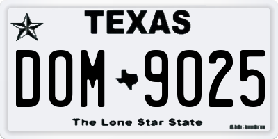 TX license plate DOM9025
