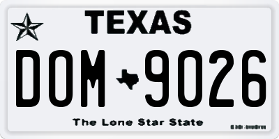 TX license plate DOM9026