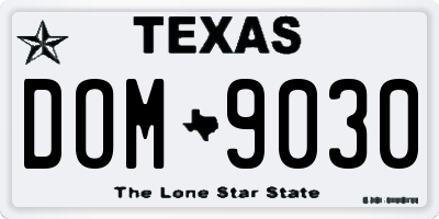TX license plate DOM9030