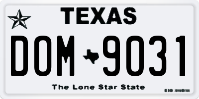 TX license plate DOM9031