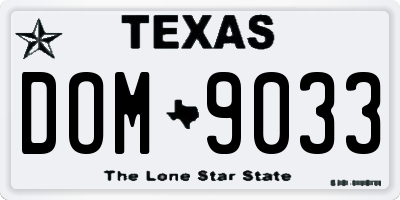 TX license plate DOM9033