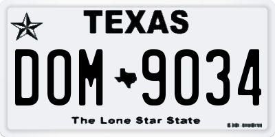 TX license plate DOM9034