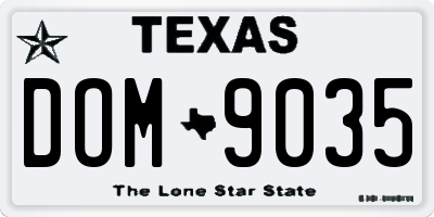 TX license plate DOM9035