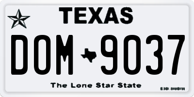 TX license plate DOM9037