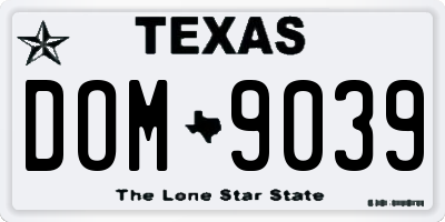 TX license plate DOM9039