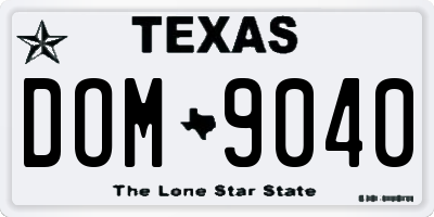 TX license plate DOM9040