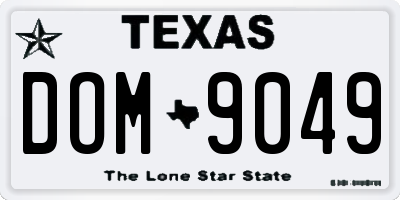 TX license plate DOM9049