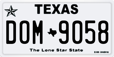 TX license plate DOM9058
