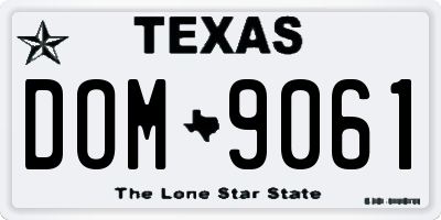 TX license plate DOM9061