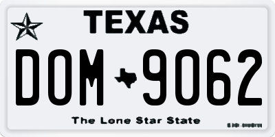 TX license plate DOM9062