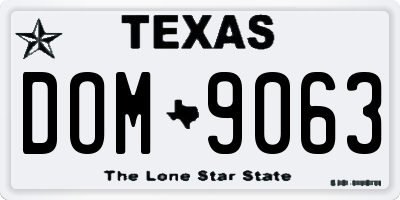 TX license plate DOM9063