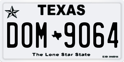 TX license plate DOM9064