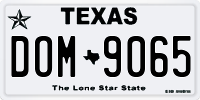 TX license plate DOM9065