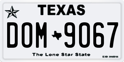 TX license plate DOM9067