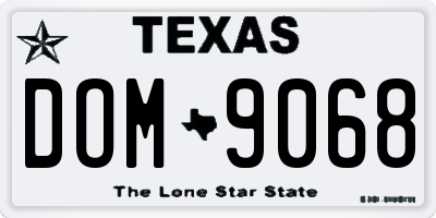 TX license plate DOM9068