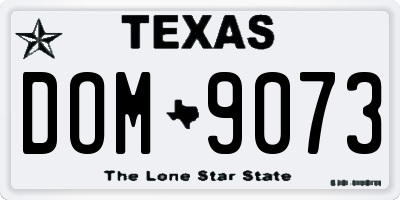 TX license plate DOM9073