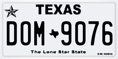 TX license plate DOM9076