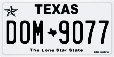 TX license plate DOM9077