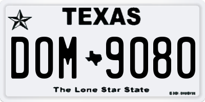 TX license plate DOM9080