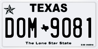TX license plate DOM9081