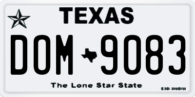 TX license plate DOM9083