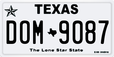 TX license plate DOM9087