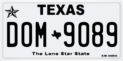 TX license plate DOM9089