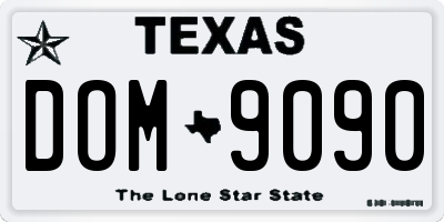 TX license plate DOM9090