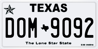 TX license plate DOM9092