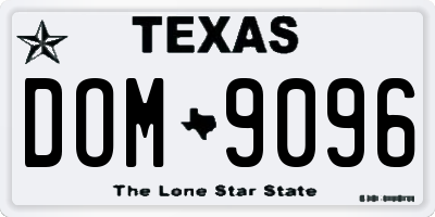 TX license plate DOM9096