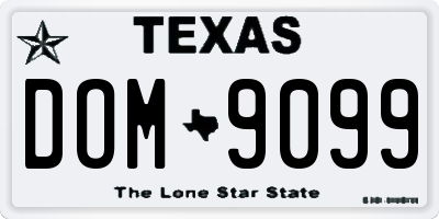 TX license plate DOM9099