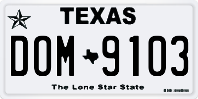 TX license plate DOM9103