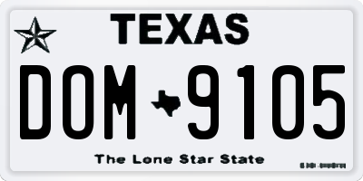 TX license plate DOM9105