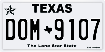 TX license plate DOM9107
