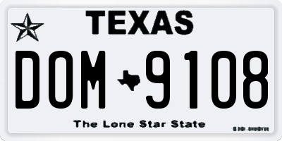 TX license plate DOM9108