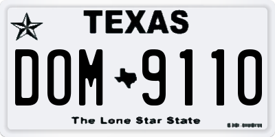 TX license plate DOM9110